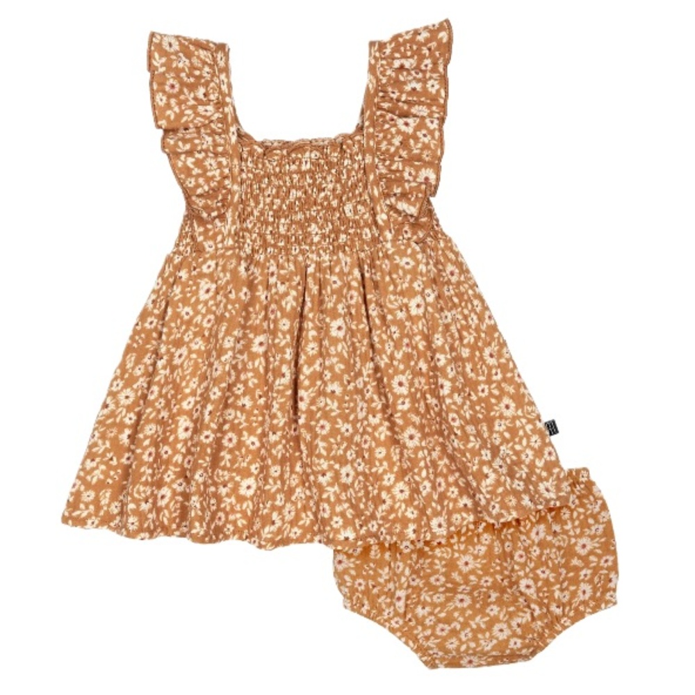 MODERN MOMENTS EUC 100% Cotton Sad Beige Floral Bloomer Set